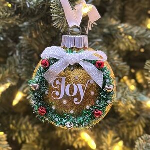 Festive Gold and Green Holiday Ornament